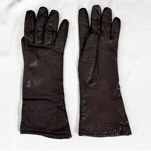 Brown Leather Gloves Cashmere Lined Saks Fifth Avenue Sz 7.5